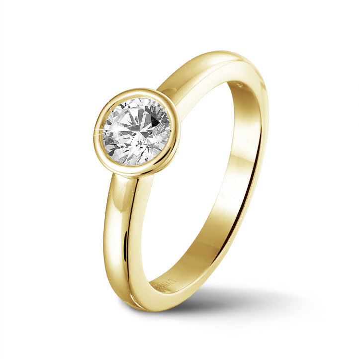 1 ct Round Bezel Lab Grown Diamond Engagement Ring in 14K Yellow Gold