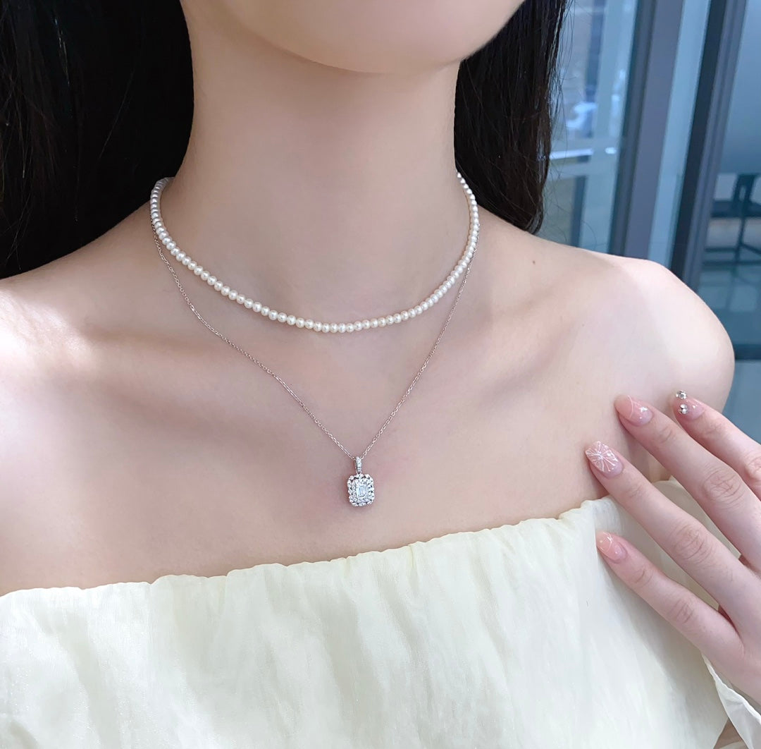 Emerald Halo Lab Grown Diamond Necklace
