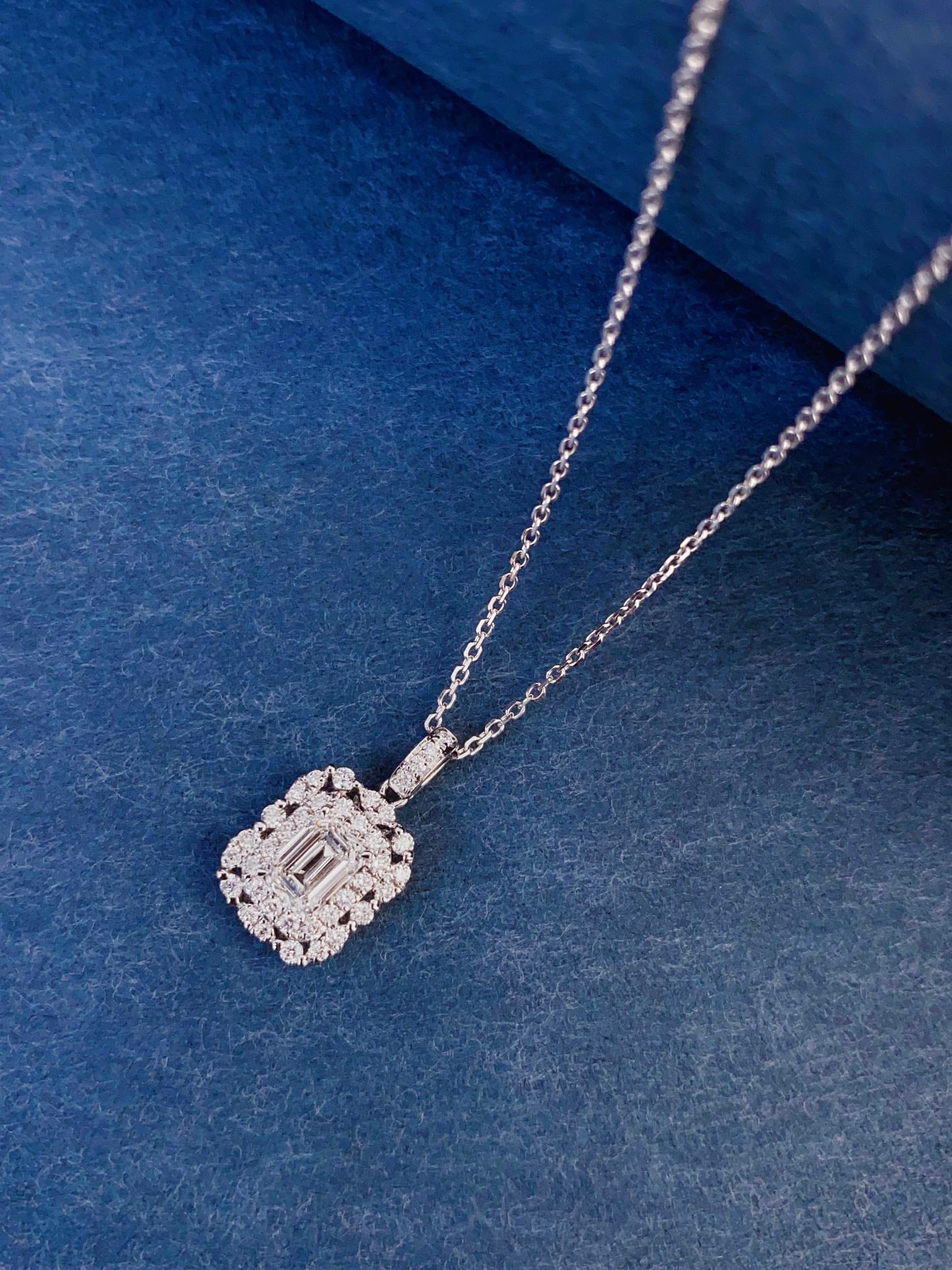 Emerald Halo Lab Grown Diamond Necklace