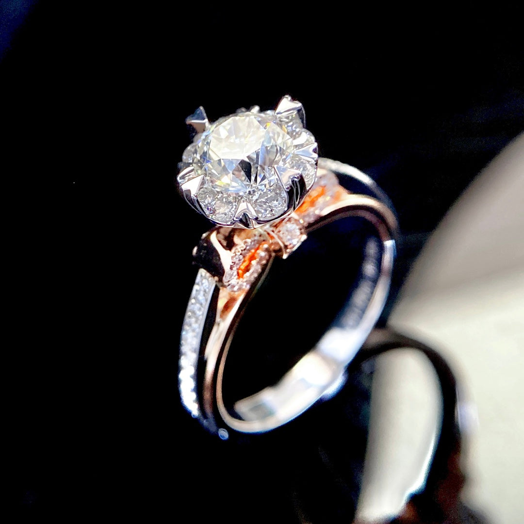 1 ct Round Ribbon Swirl Lab Grown Diamond Engagement Ring in 14k White Gold