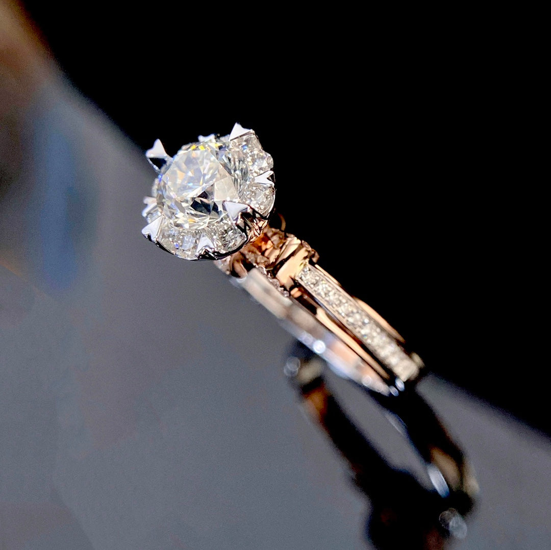 1 ct Round Ribbon Swirl Lab Grown Diamond Engagement Ring in 14k White Gold