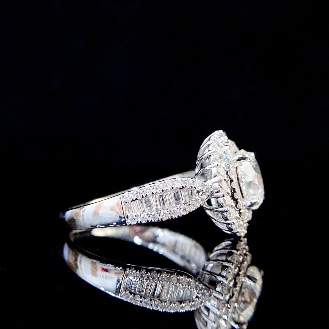 1 ct Dual Halo Oval Lab Grown Diamond Engagement Ring in 14k White Gold