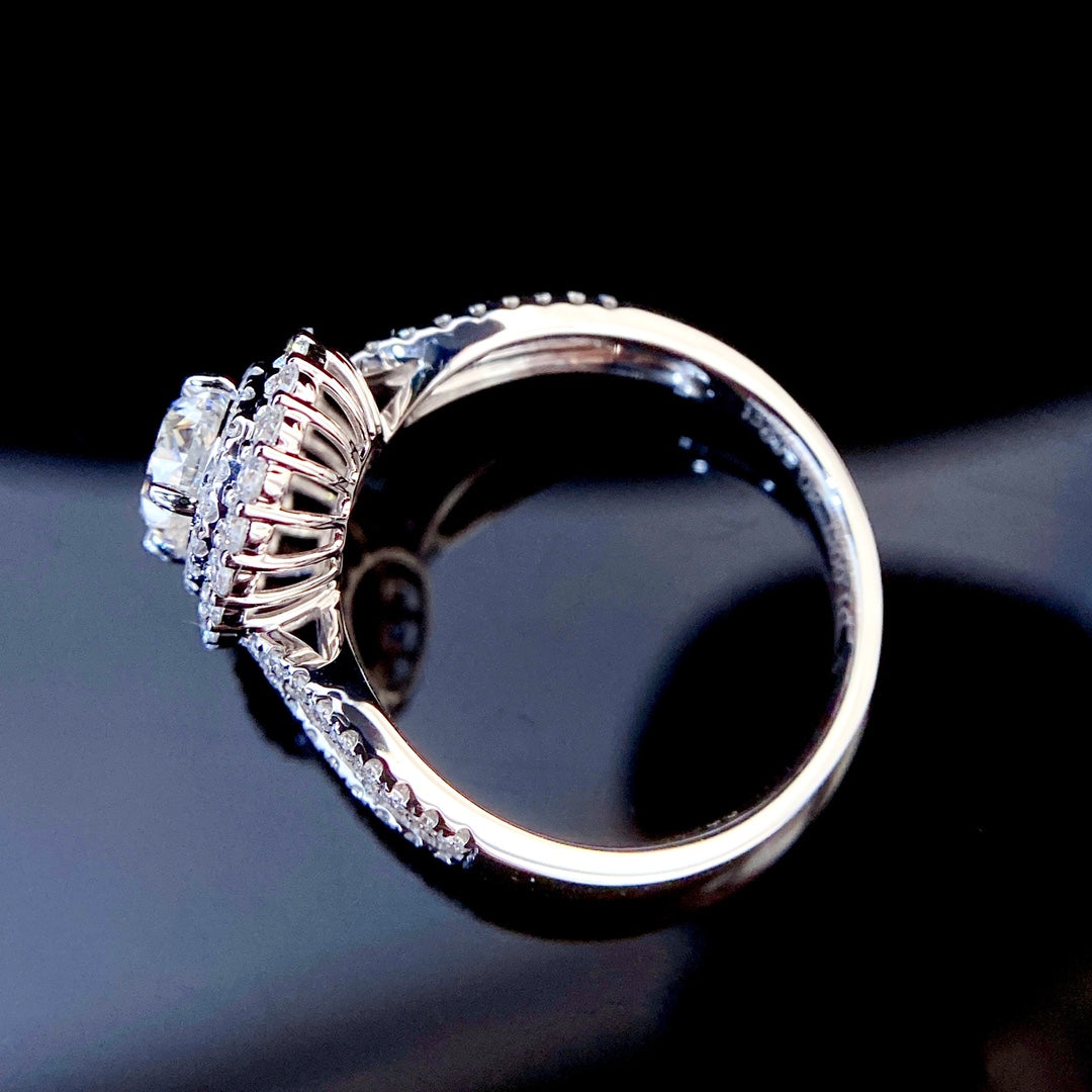 1 ct Dual Halo Oval Lab Grown Diamond Engagement Ring in 14k White Gold