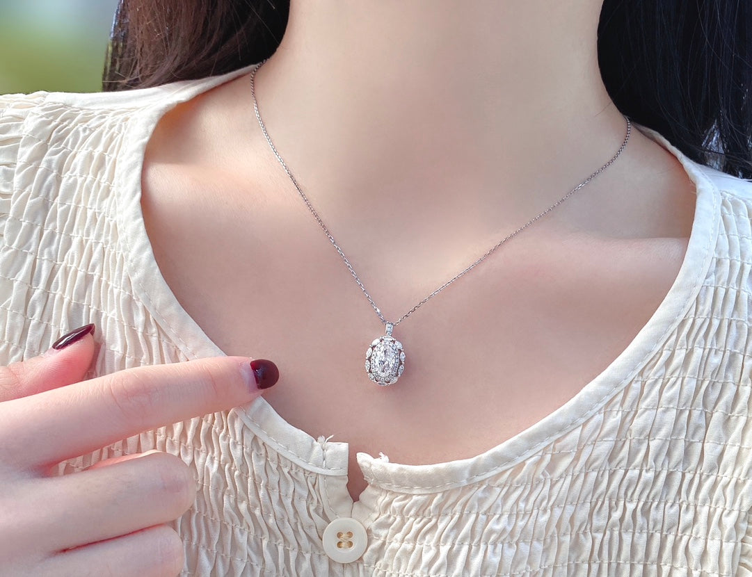 Vintage Oval Convertible Lab Grown Diamond Ring & Necklace
