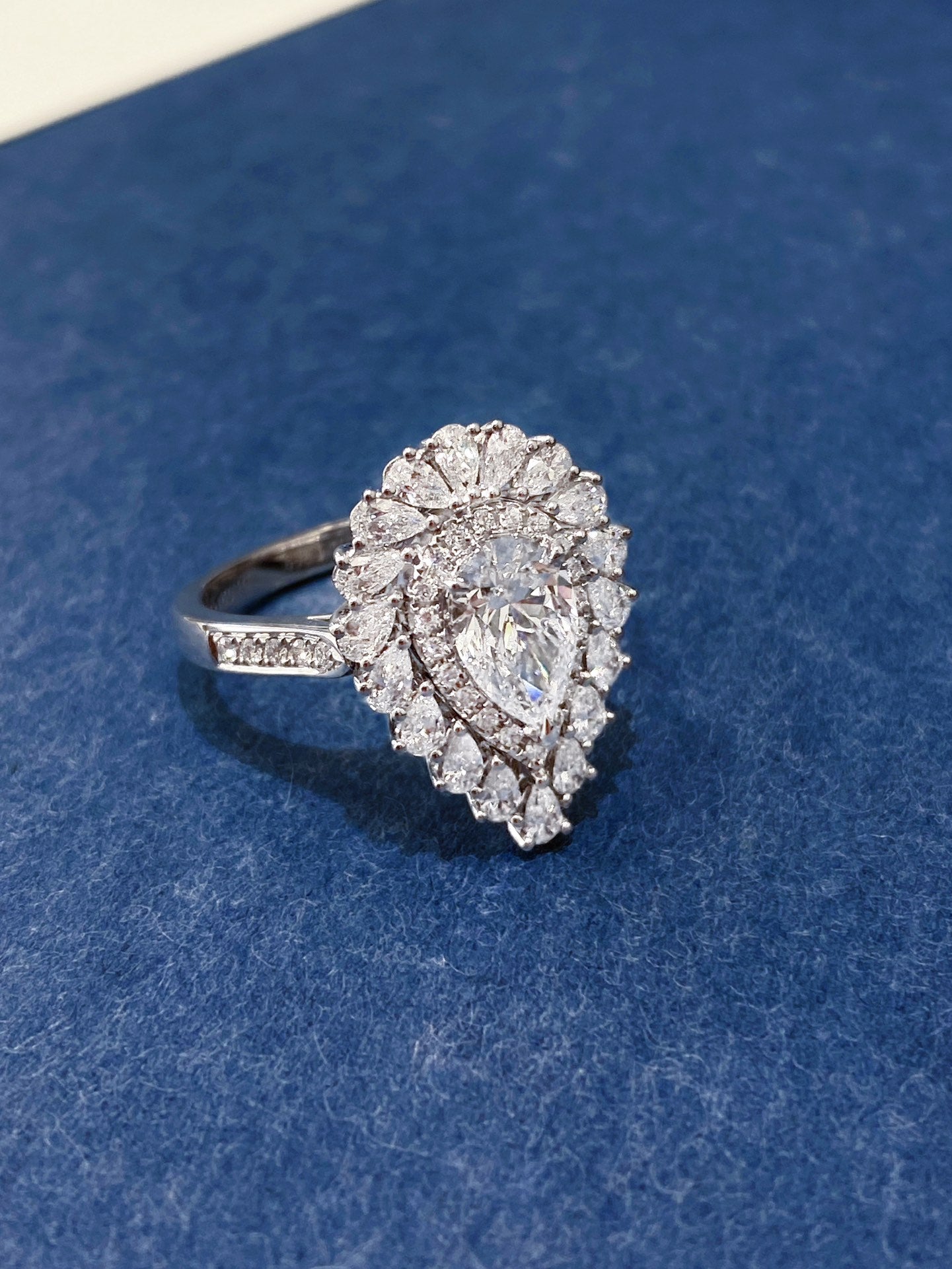 Fancy Halo Pear Convertible Lab Grown Diamond Necklace↔Ring