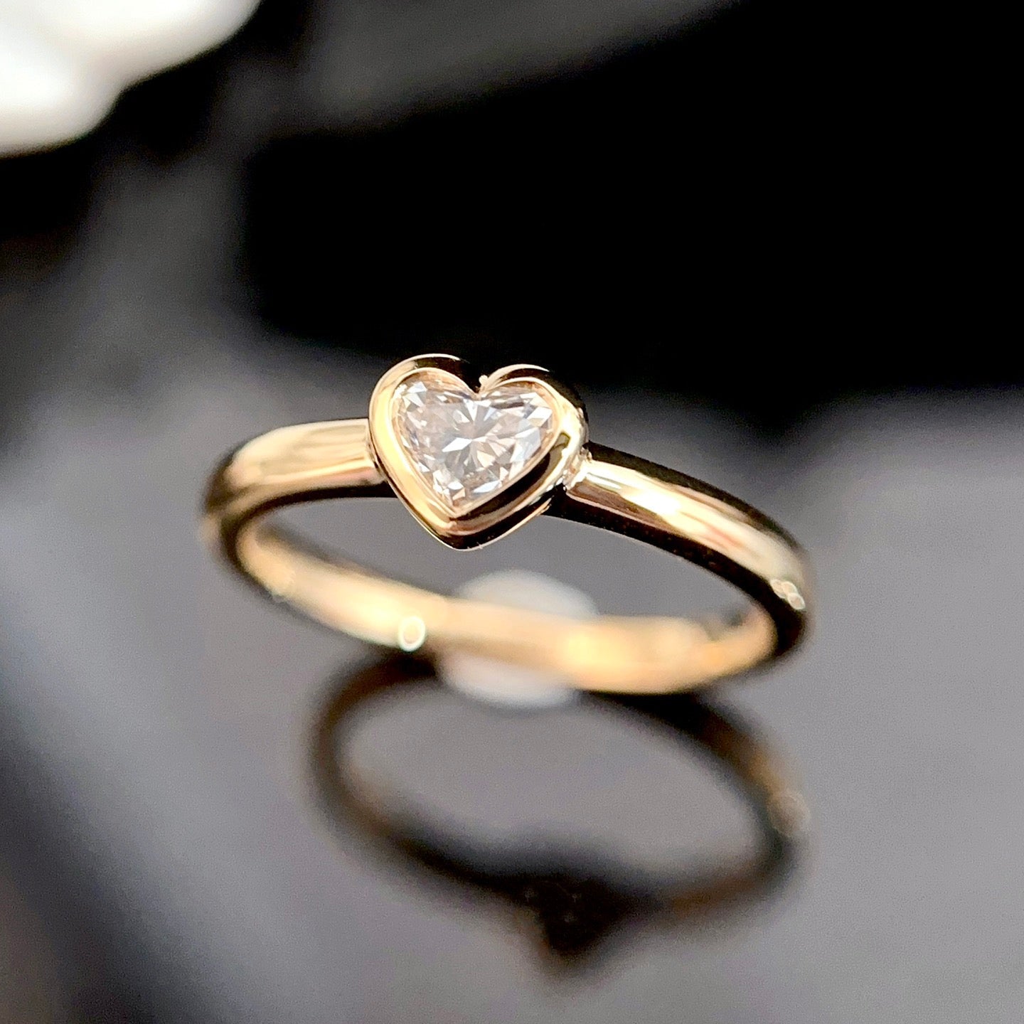 Bezel Heart Lab Grown Diamond Ring in 14K Yellow Gold