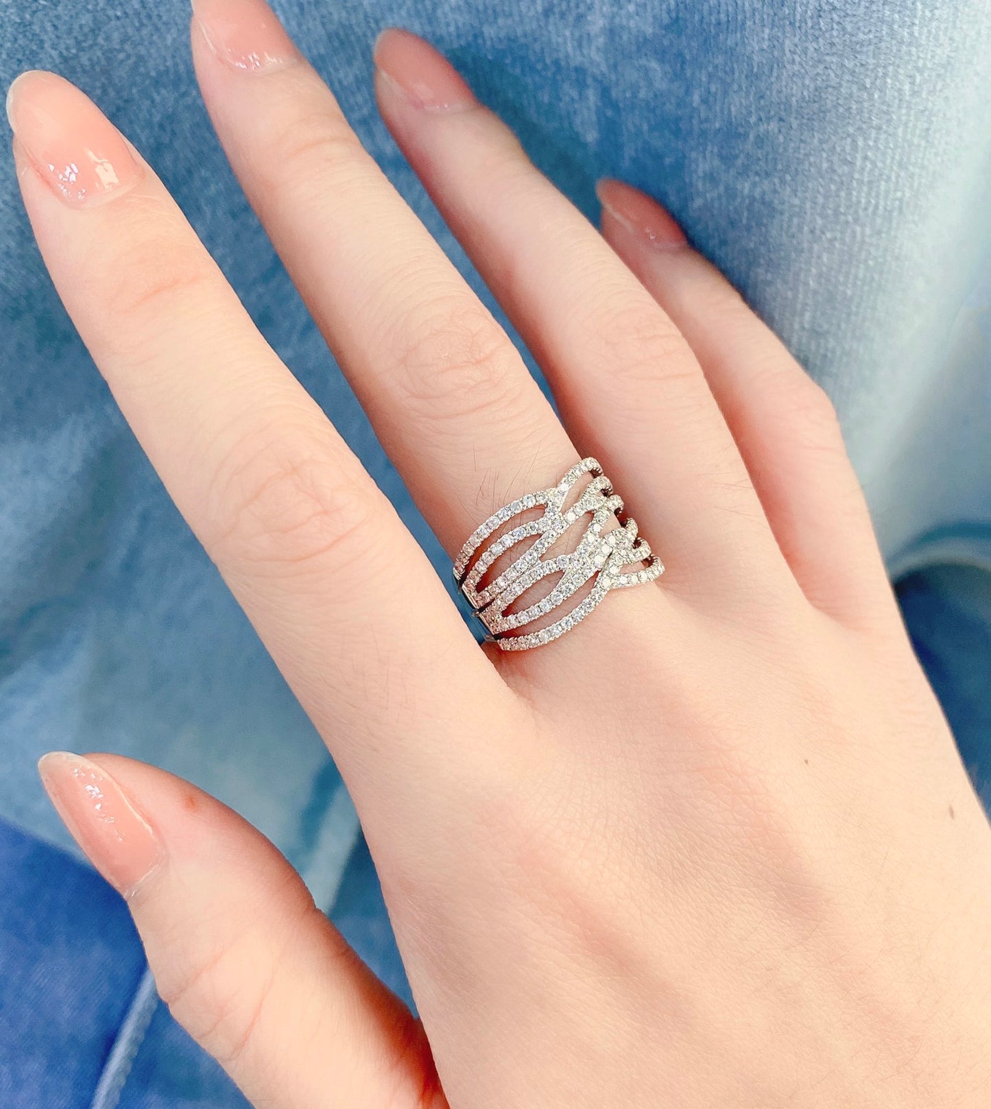 1ct Twisted Wave Lab Grown Diamond Eternity Ring in 14k White Gold