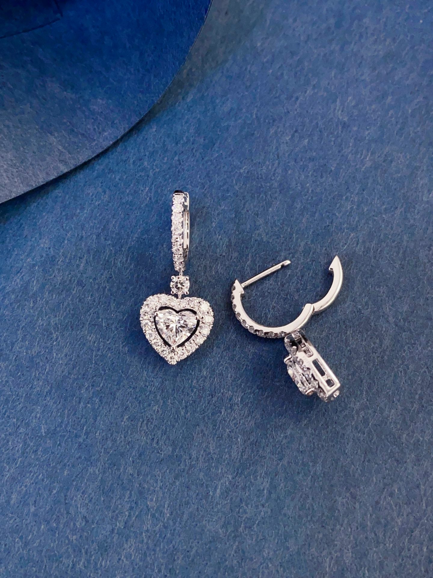Sparkling Halo Heart Hoop Lab Grown Diamond Earrings(Pair)