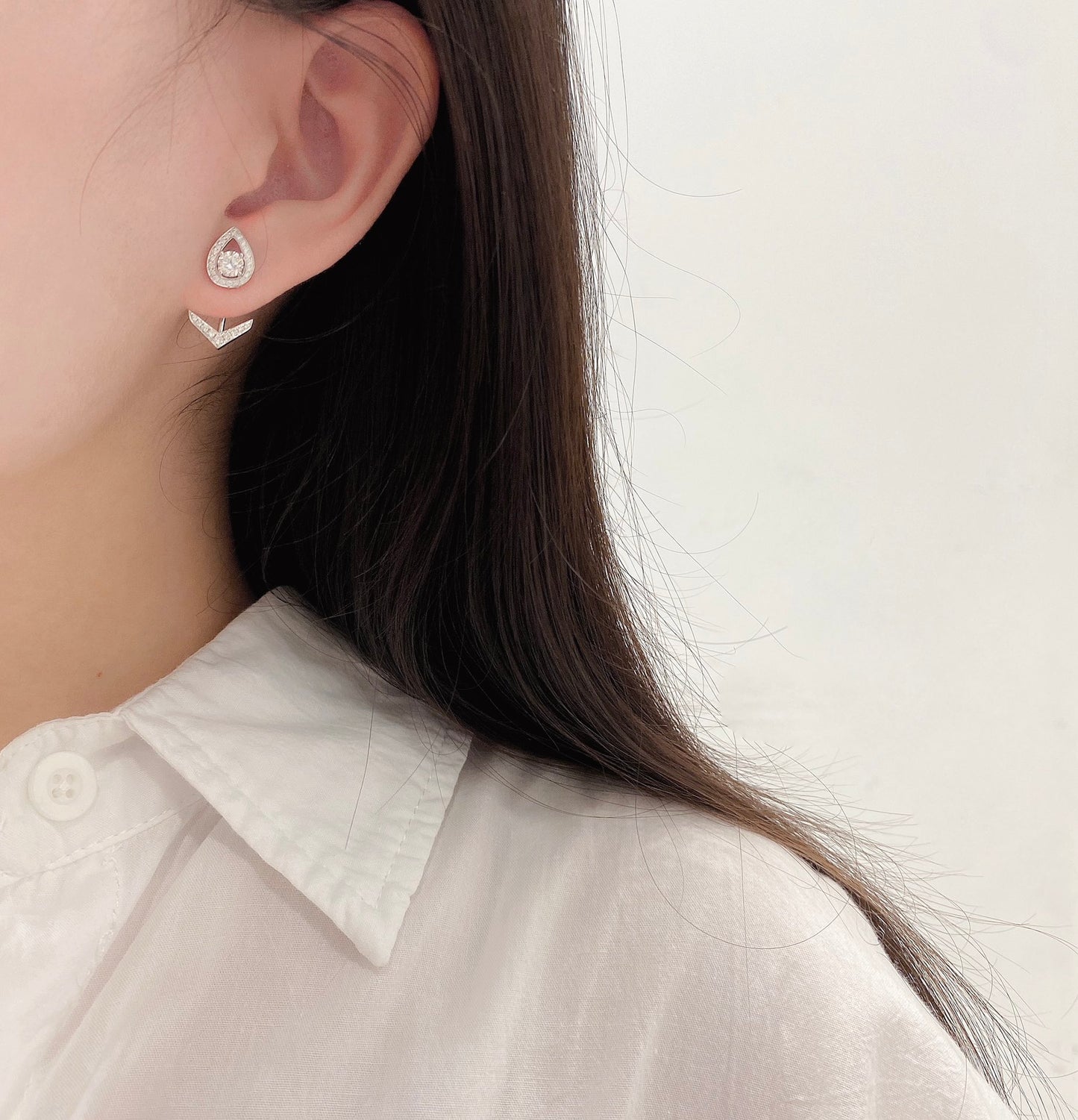 Tulip Detachable Ear Jacket Lab Grown Diamond Earstuds(Pair)