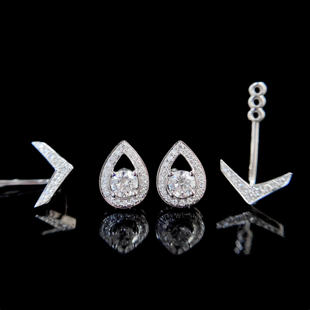 Tulip Detachable Ear Jacket Lab Grown Diamond Earstuds(Pair)