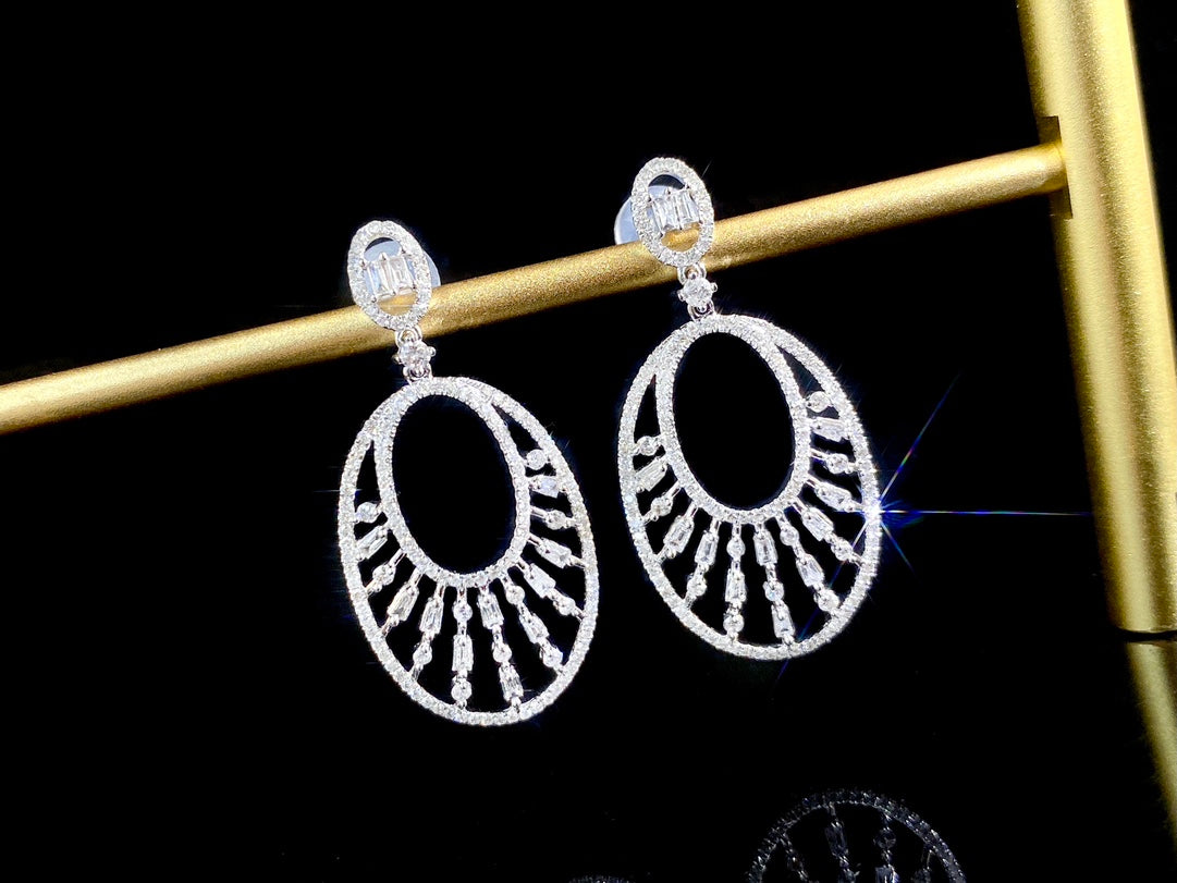 Vintage Oval Baguette Drop Earrings(Pair)