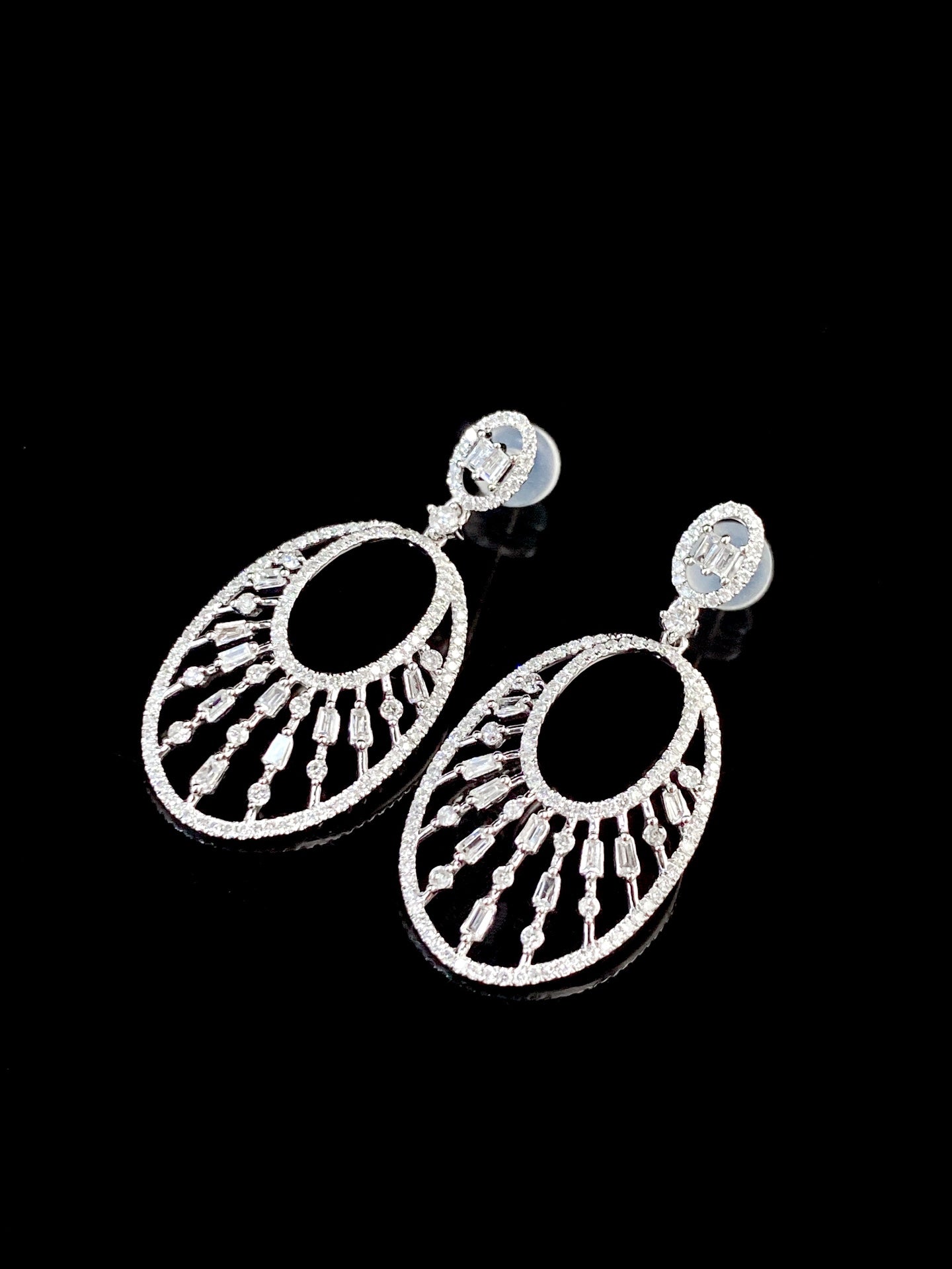 Vintage Oval Baguette Drop Earrings(Pair)