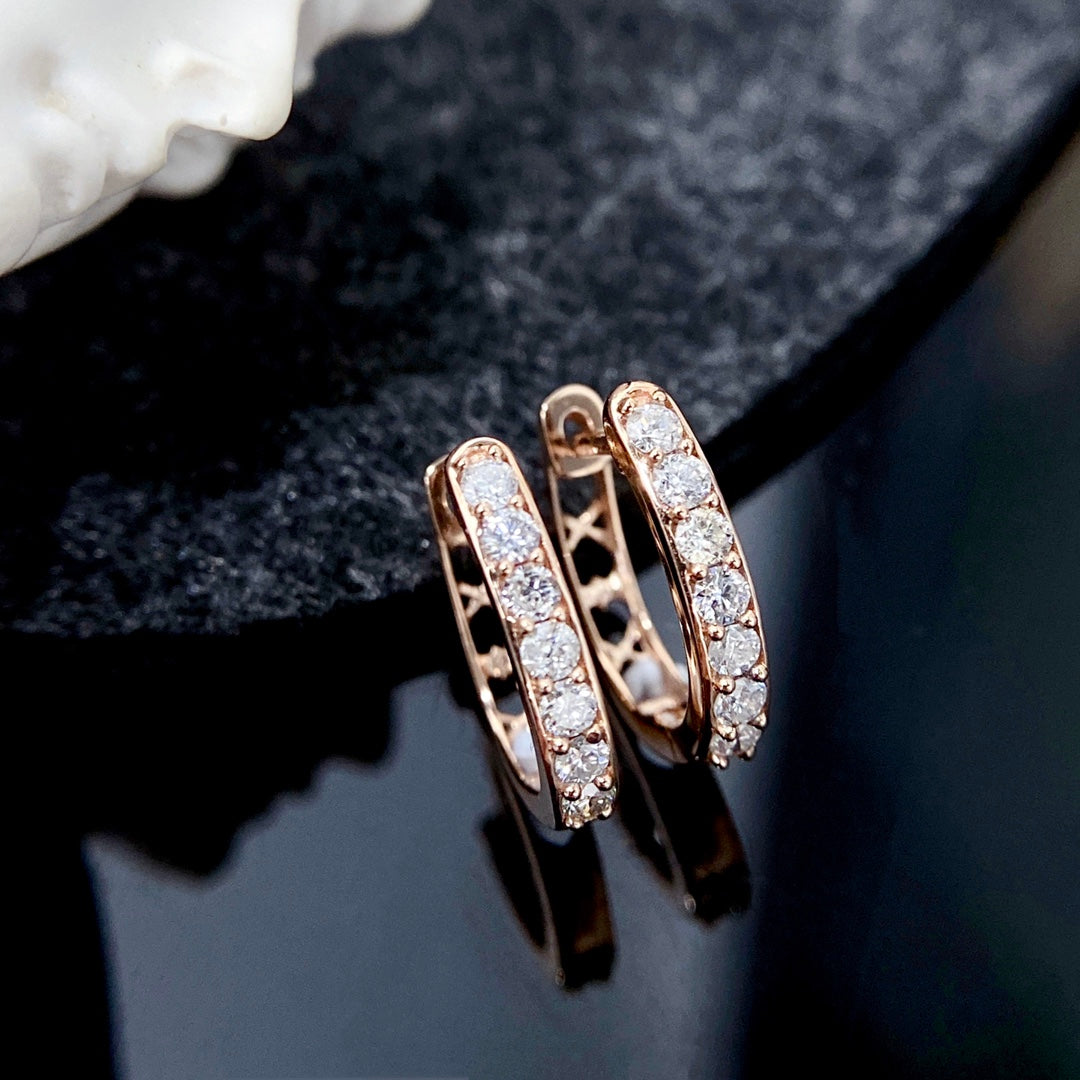 14K Gold Art Deco Round Lab Grown Diamond Earrings(Pair)