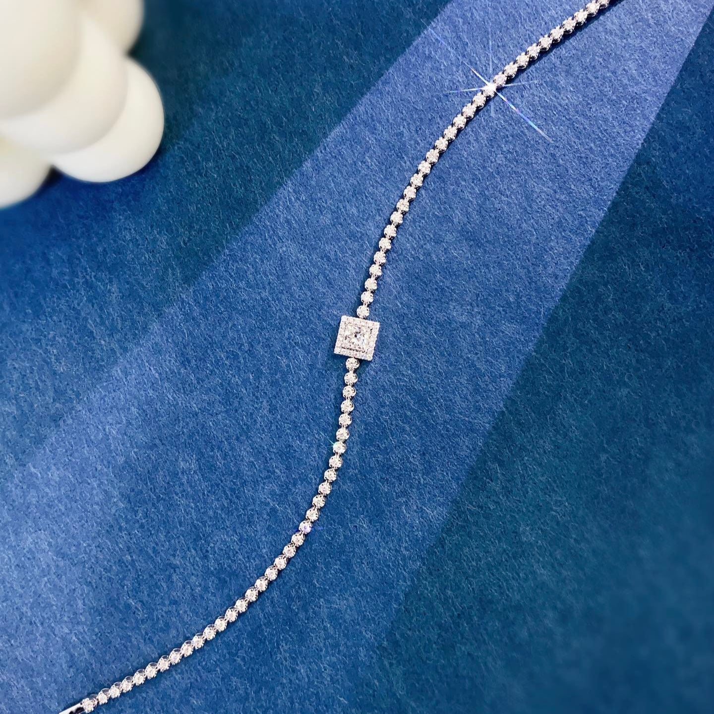 Princess Cut Lab Grown Diamond Bracelet 6-7.5 Inch in 14k White Gold