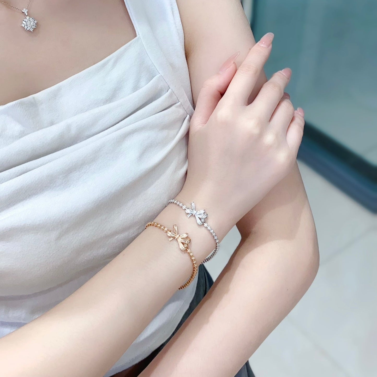 1.00CT Lab Grown Diamond Butterfly Bracelet 6-7.5 Inch in 14k White Gold