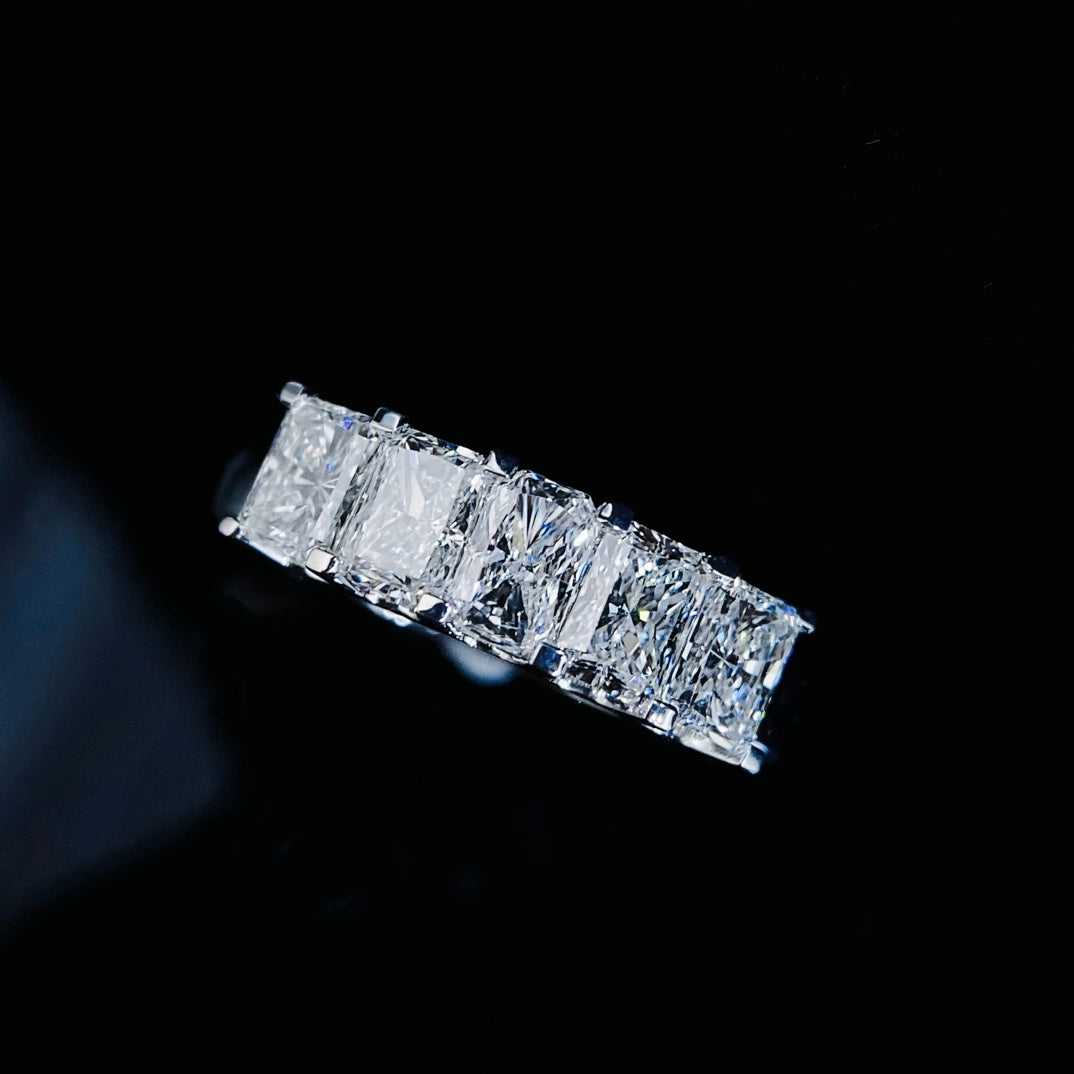 1.66 ctw Radiant Cut Lab Grown Diamond Half Eternity Ring in 14k White Gold