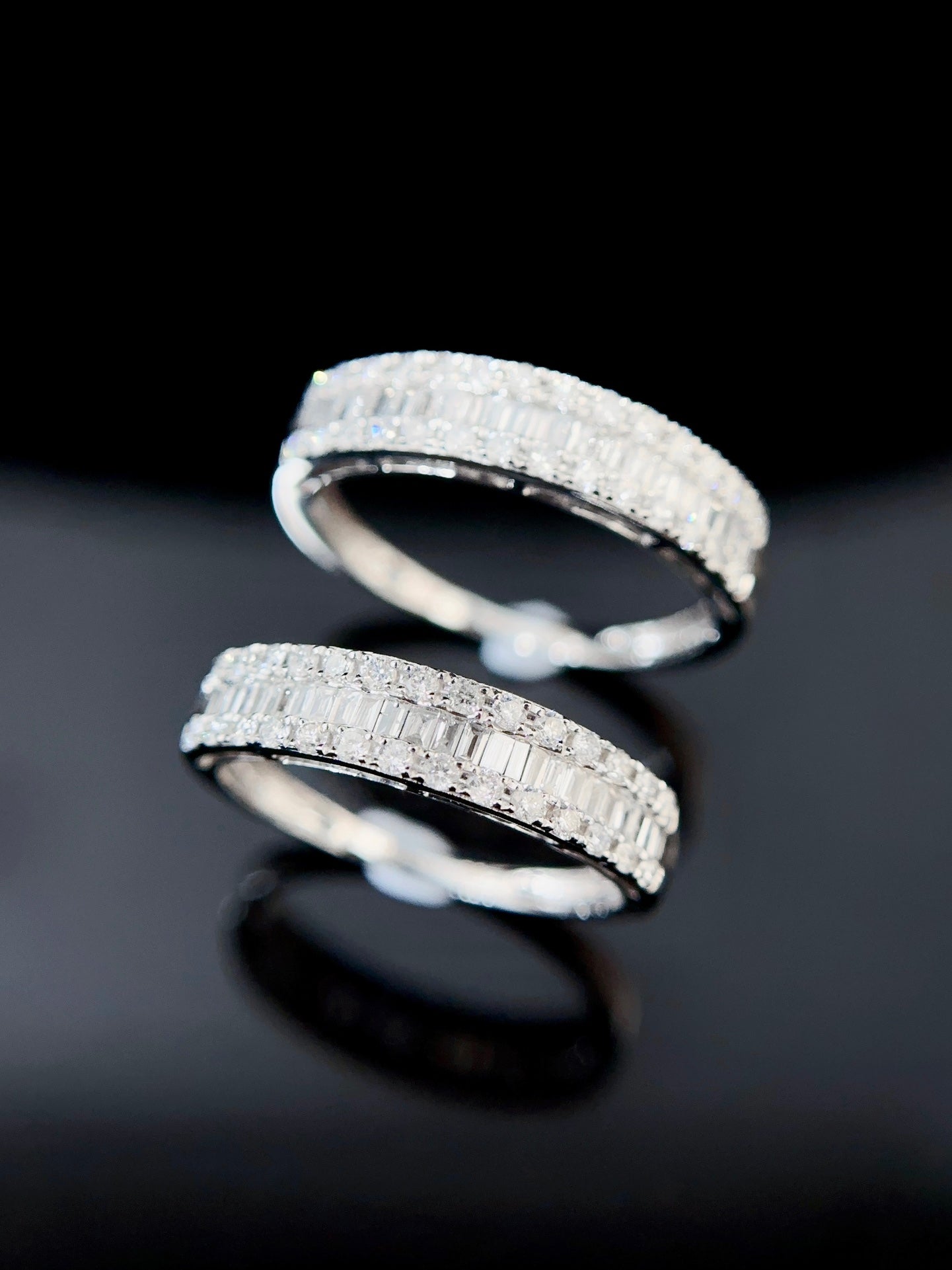 0.4ctw Baguette & Round Lab Grown Diamond Half Eternity Band in 14k White Gold