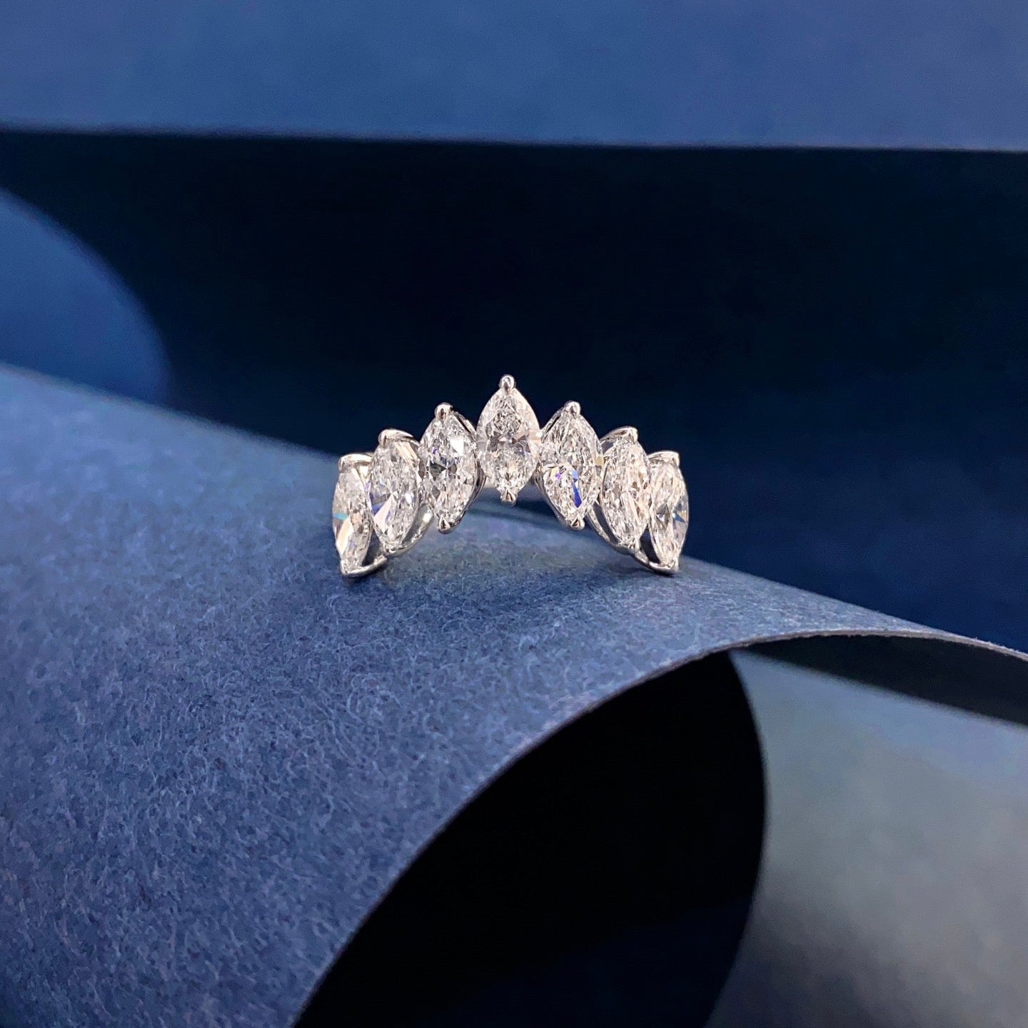 1.81 ctw V Shaped Marquise Lab Grown Diamond Eternity Band in 14k White Gold