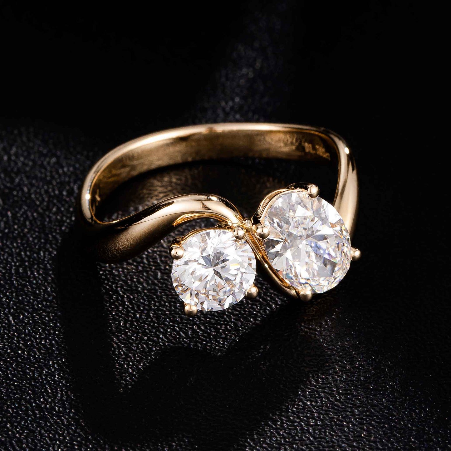 1.7 ctw Toi et Moi Round& Oval Lab Grown Diamond Ring in 14k Yellow Gold
