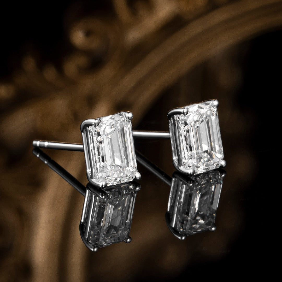 1 ctw Emerald Lab Grown Diamond Earstuds in 14k white gold (Pair)