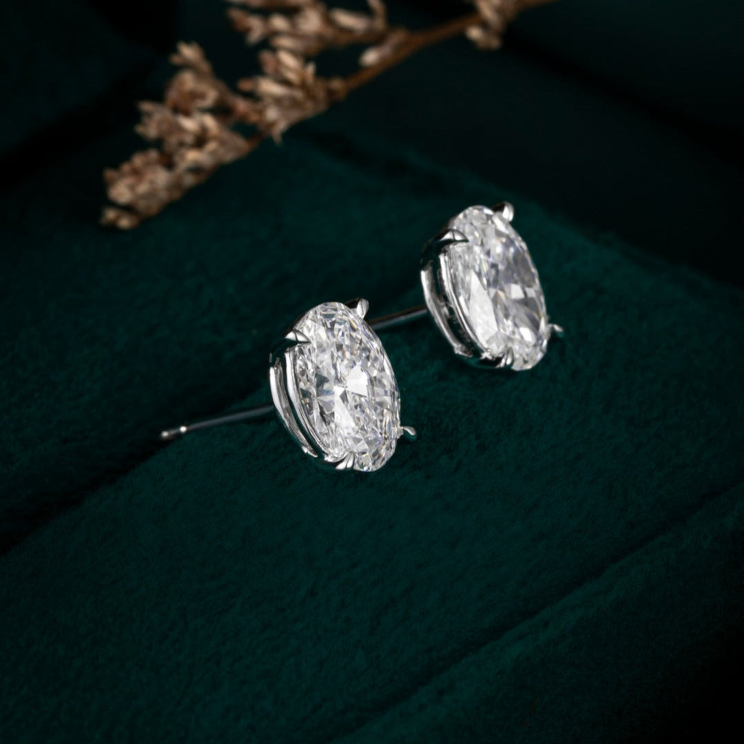 1CTW Oval Lab Grown Diamonds Earstuds in 14k white gold (Pair)