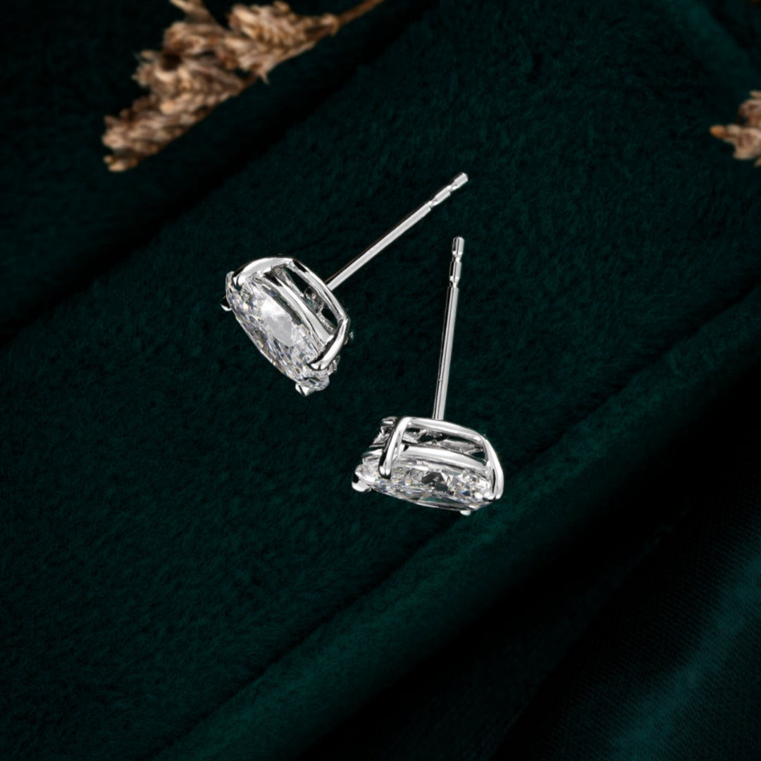 1CTW Oval Lab Grown Diamonds Earstuds in 14k white gold (Pair)