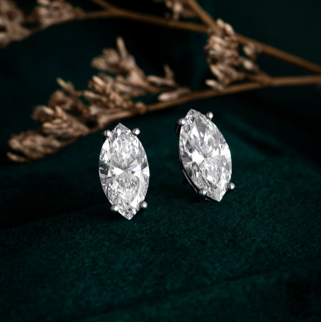1 ctw Marquise Lab Grown Diamond Earstuds (Pair) in 14k White Gold