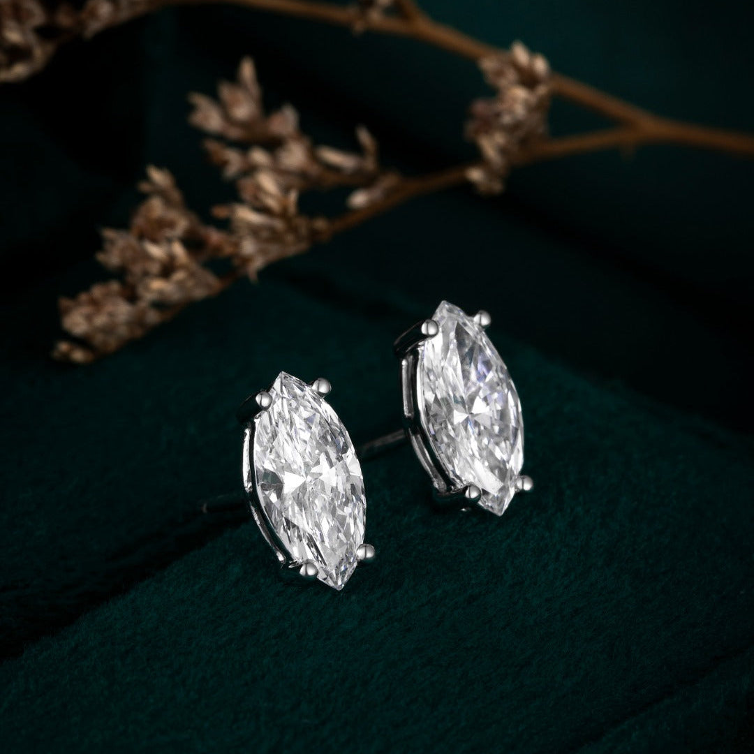 1 ctw Marquise Lab Grown Diamond Earstuds (Pair) in 14k White Gold