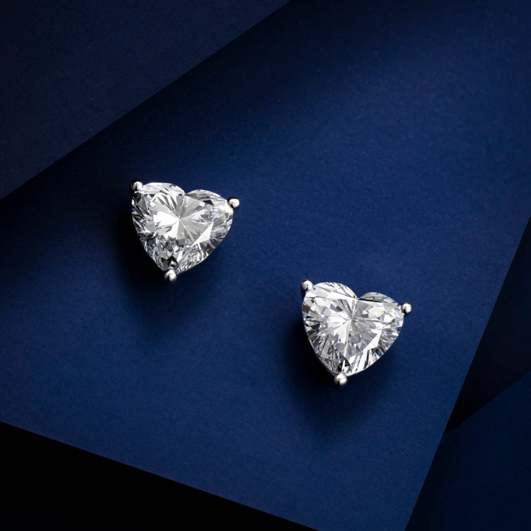 1 1/2 ctw Heart Lab Grown Diamond Earstuds (Pair) in 14k White Gold