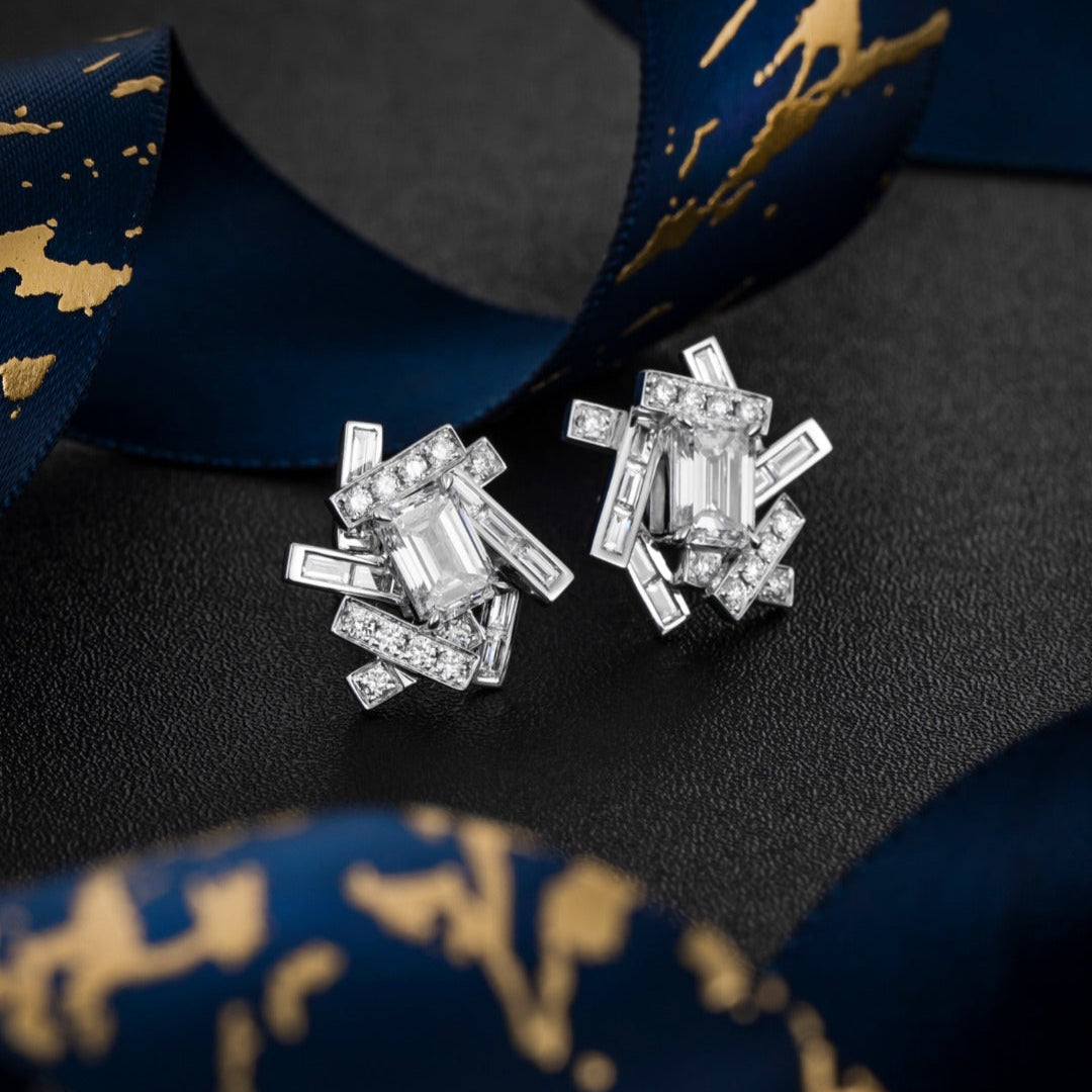 1 1/2 ctwEmerald Lab Grown Diamond Earstuds (Pair) in 14k White Gold