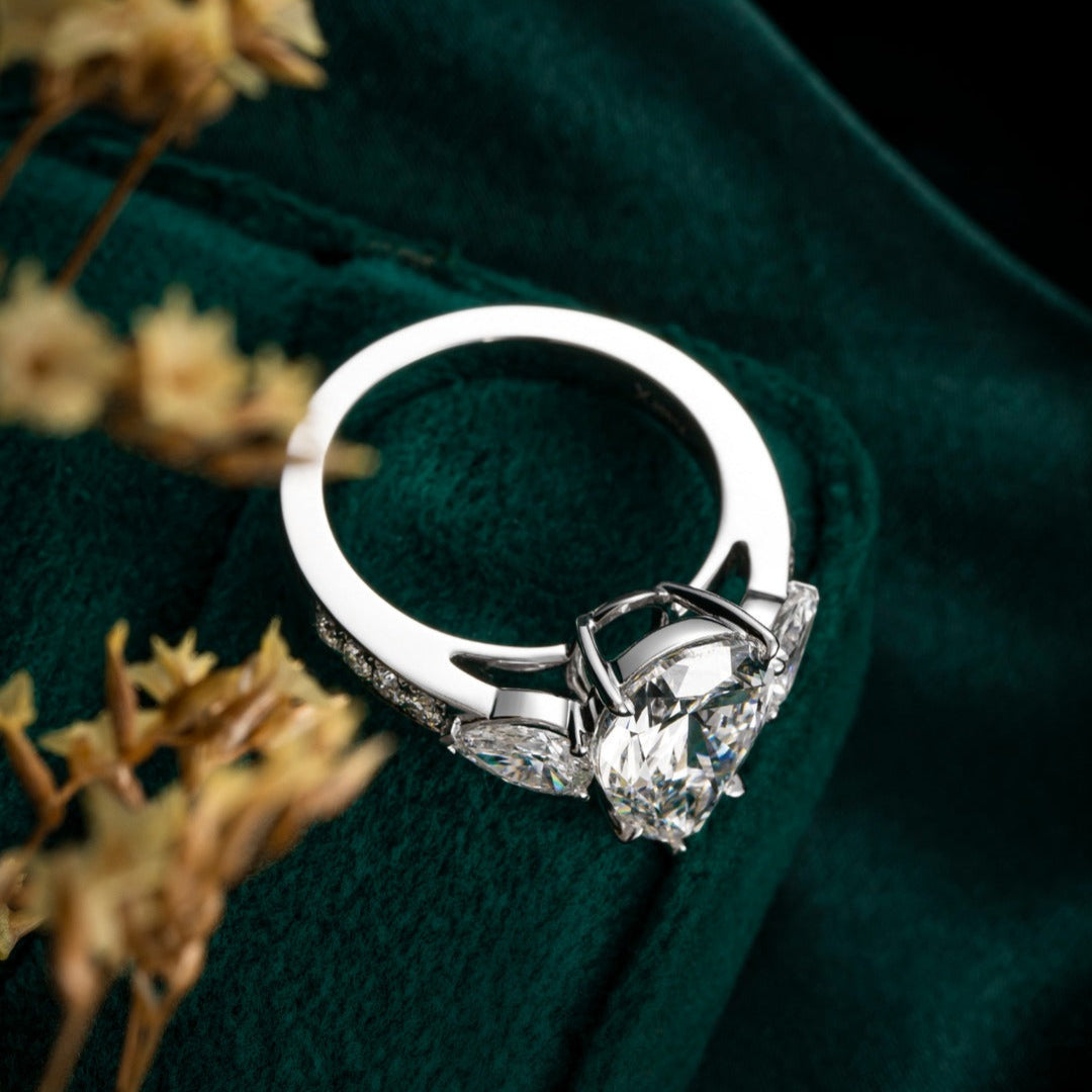 3ct Three stone Pear Lab Grown Diamond Ring in Platinum