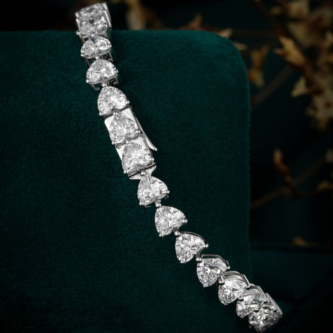 11ctw Heart cut Lab Grown Diamond Tennis Bracelet 6-7.5 Inch in Platinum