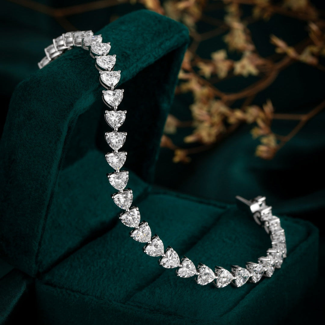 11ctw Heart cut Lab Grown Diamond Tennis Bracelet 6-7.5 Inch in Platinum