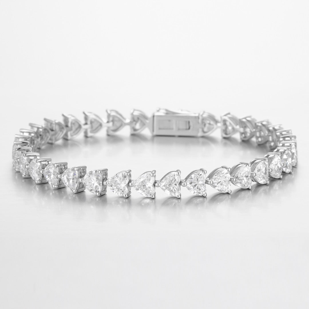 11ctw Heart cut Lab Grown Diamond Tennis Bracelet 6-7.5 Inch in Platinum