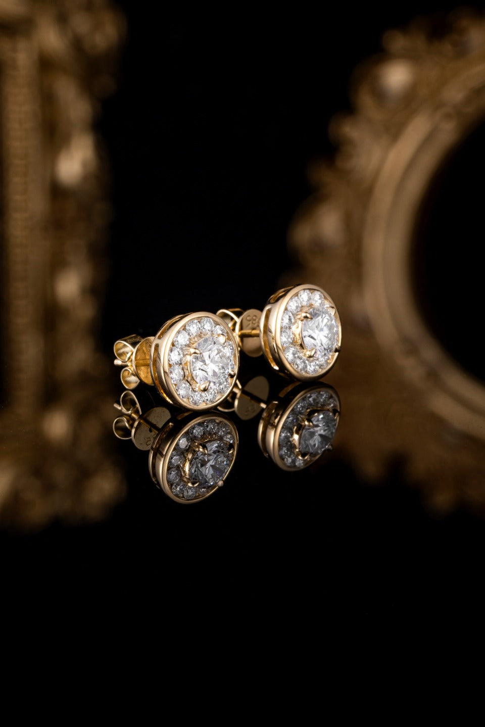 Bezel Round Halo Lab Grown Diamonds Earstuds (Pair)