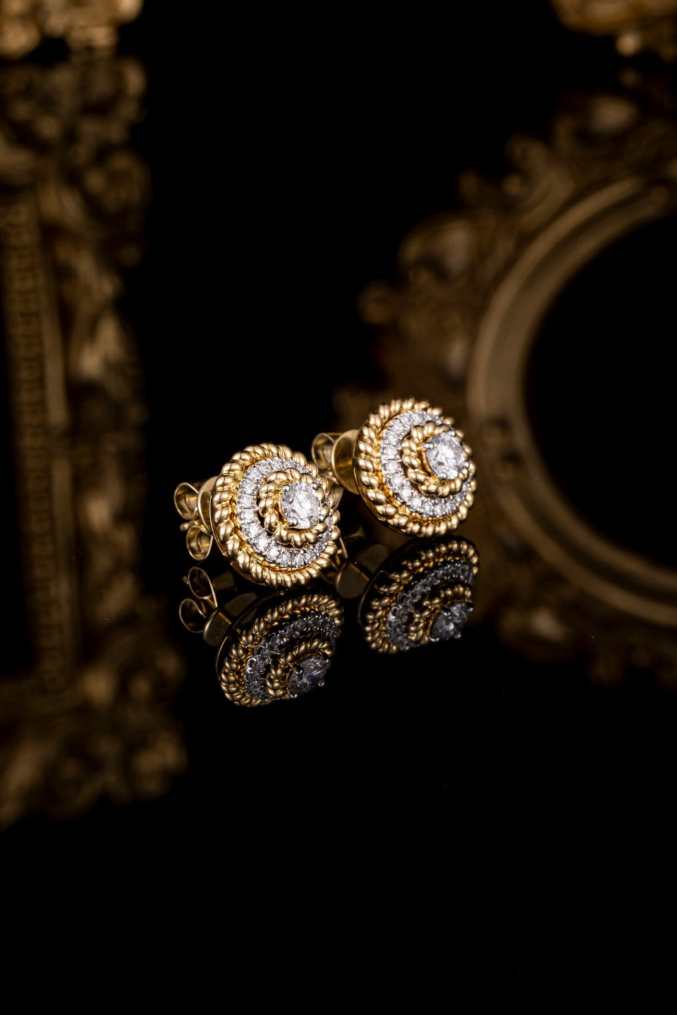 Contemporary Round Halo Lab Grown Diamonds Earstuds (Pair)