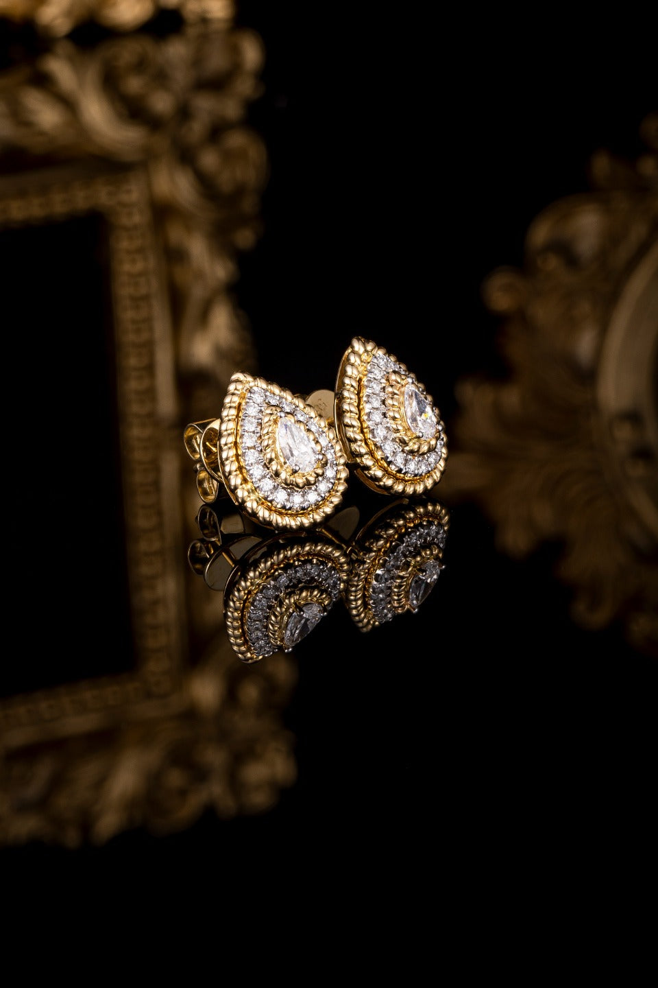 Contemporary Pear Halo Lab Grown Diamonds Earstuds (Pair)