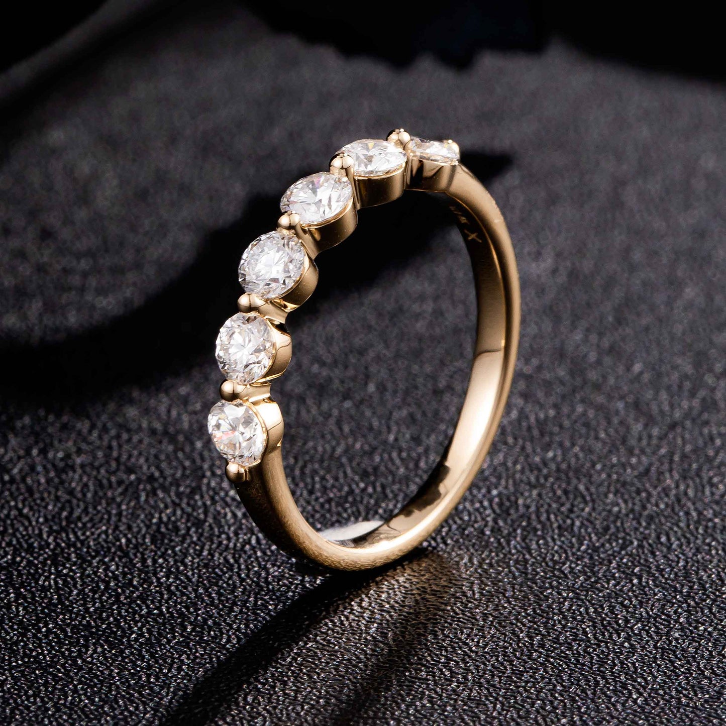 0.819ctw 6-Stones Round Lab Grown Diamond Ring in 14k Yellow Gold