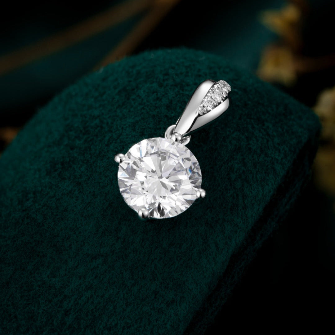 IGI Certified 1 Carat Round Solitaire Lab Grown White Diamond Classic Four Prong Pendant Necklace for Women in 14K Solid Gold