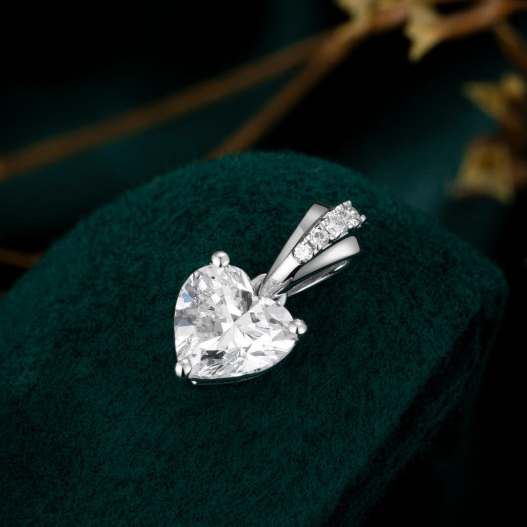 0.7 ct Heart shaped Lab Grown Diamond Pendant Necklace in 14k White Gold