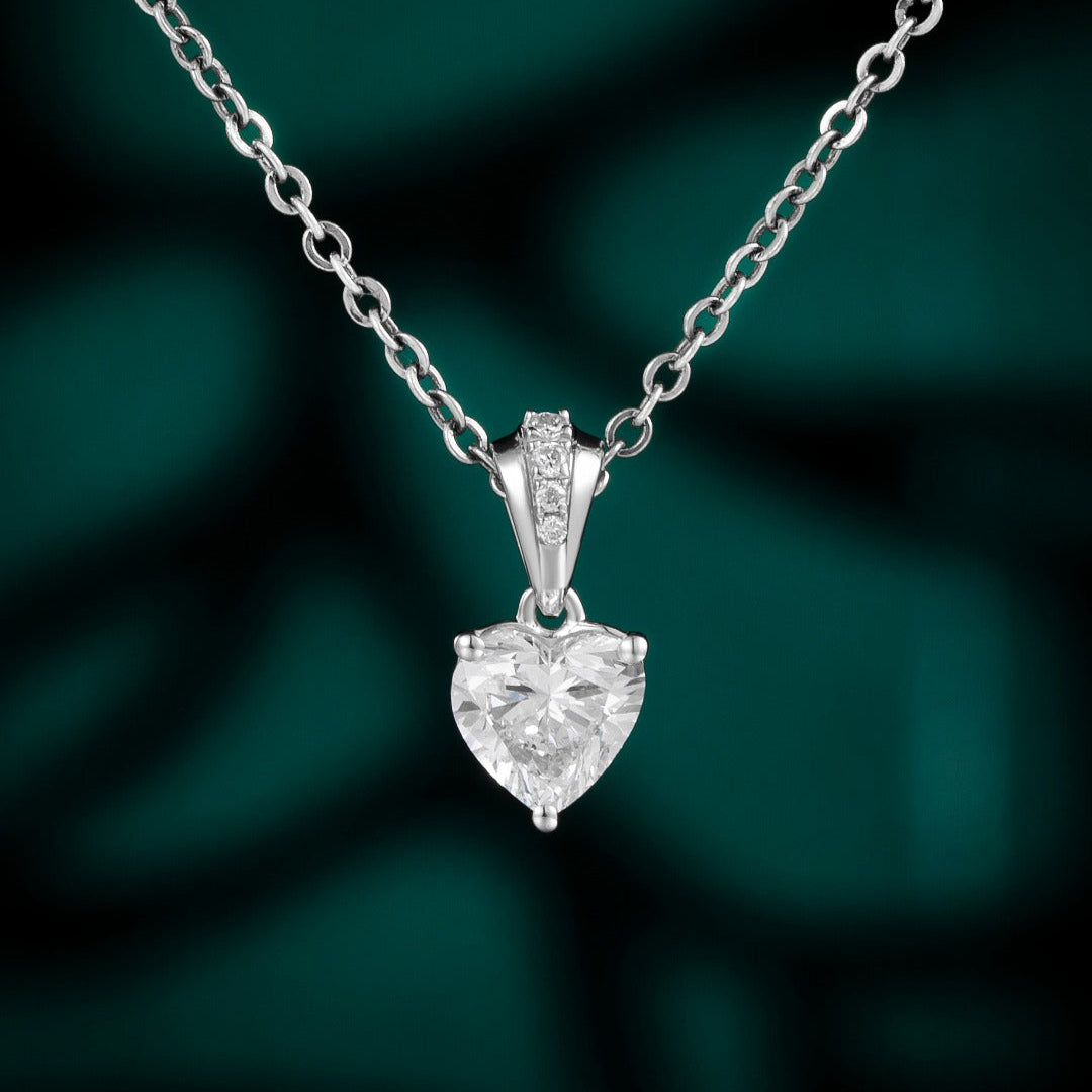 0.7 ct Heart shaped Lab Grown Diamond Pendant Necklace in 14k White Gold