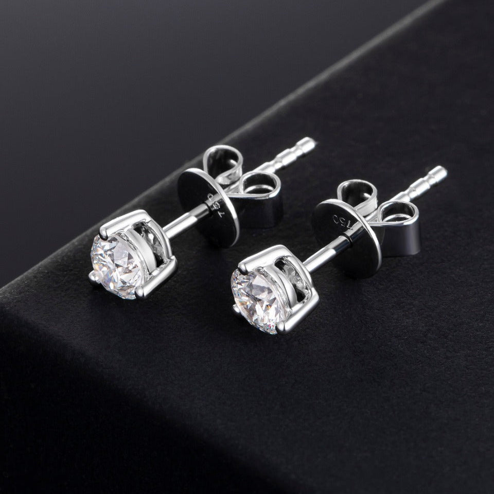 1ct.tw 3 prongs Round Lab Grown Diamonds Earstuds (Pair) in 18k White Gold