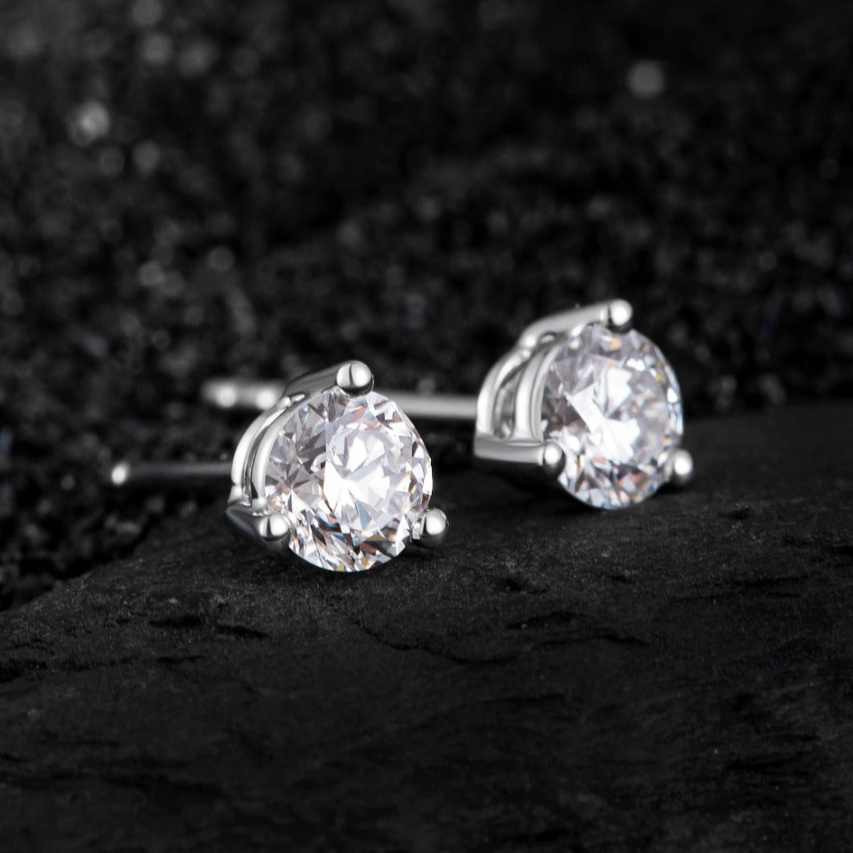 1ct.tw 3 prongs Round Lab Grown Diamonds Earstuds (Pair) in 18k White Gold