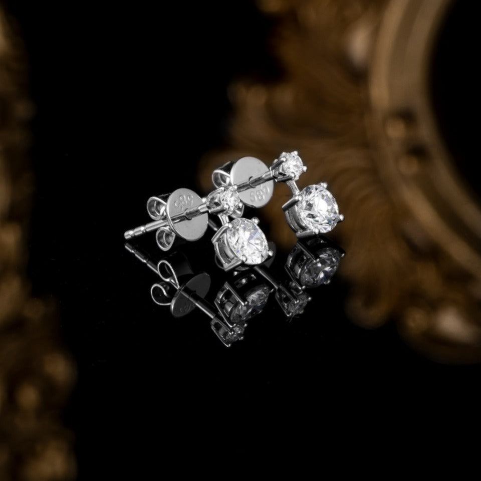 0.63ctw Duo Round Brillance Lab Grown Diamonds Earstuds (Pair) in 14k White Gold
