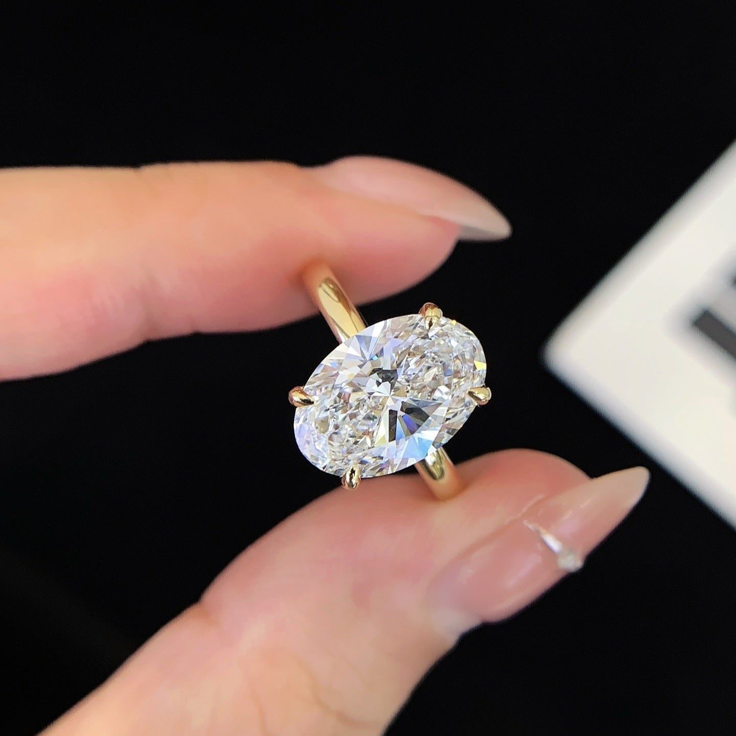 2 ct The Petite 4-Prong Solitaire Oval Lab Grown Diamond Engagement Ring in 14K Yellow Gold