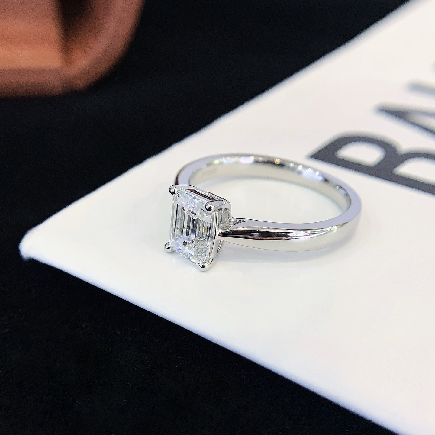 1 1/2 ct Emerald Solitaire Lab Grown Diamond Engagement Ring in Platinum