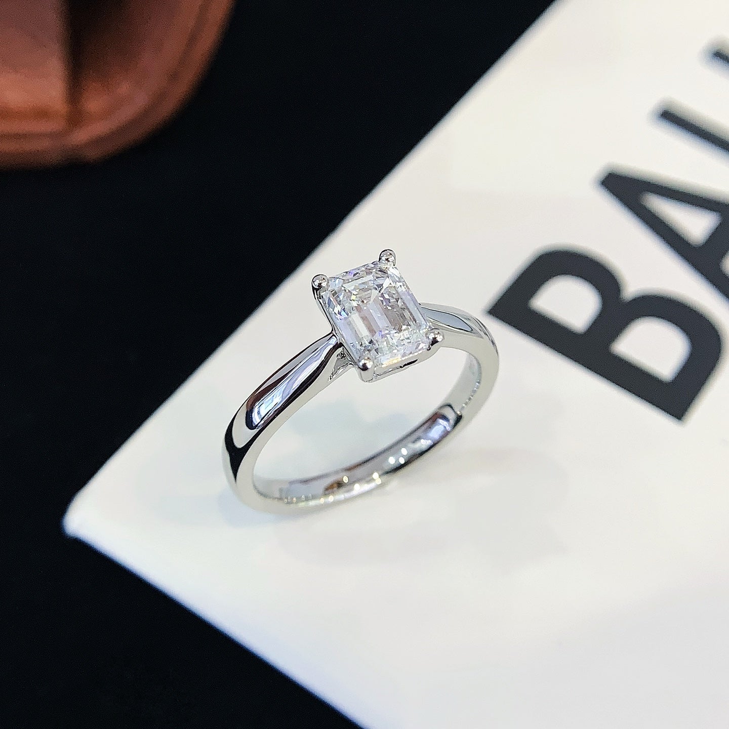 1 1/2 ct Emerald Solitaire Lab Grown Diamond Engagement Ring in Platinum