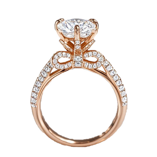 1 ct Round Ribbon Swirl Lab Grown Diamond Engagement Ring in 14k Rose Gold