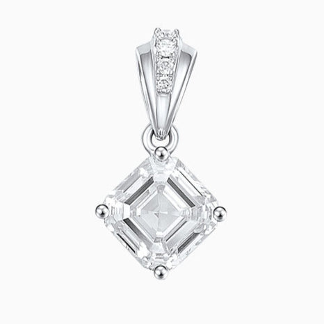 1 ct Asscher Lab Grown Diamond Pendant Necklace in 14k White Gold