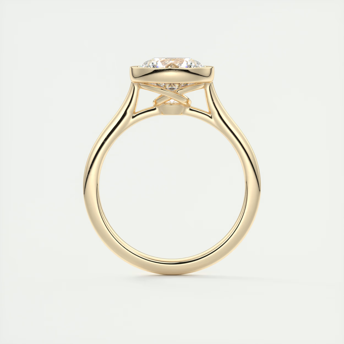 1 ct Round Bezel Lab Grown Diamond Engagement Ring in 14k Yellow Gold